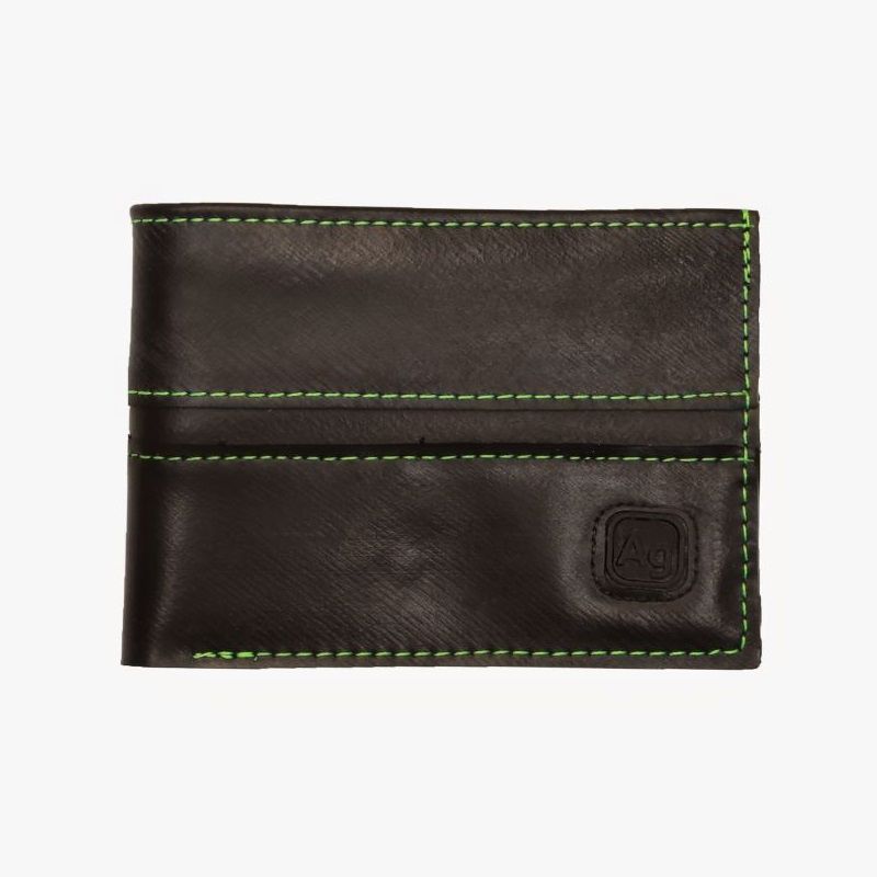 Recycled Franklin Wallet - Black/Floro Green